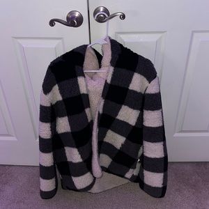 plaid fluffy jacket
